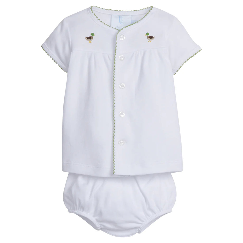 Pinpoint Layette Knit Set- Mallard (3m)