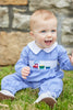 Chest Smocked Romper- Train (9,12,24m)